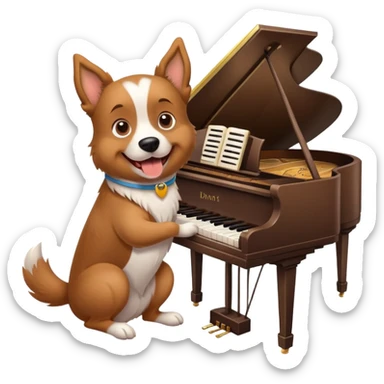 Perro tocando el piano  sticker