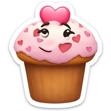 A muffin with hearts on it sticker