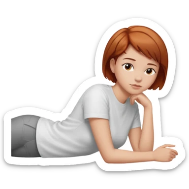 a woman, alone, short hair, light skin, auburn hair, laying on her side, facing away. do not include other people, faces, or characters sticker