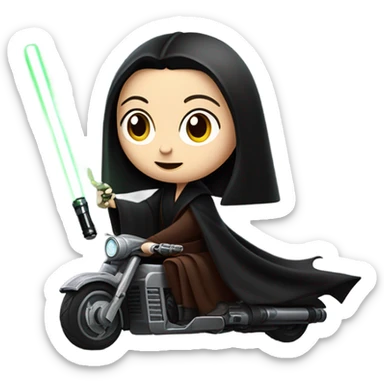 Jedi teen Morticia Addams racing on a red imperial patrol speeder  sticker