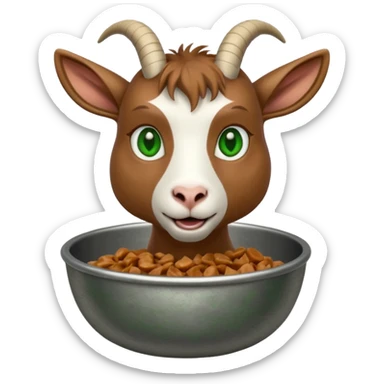 goat eating from a bowl sticker