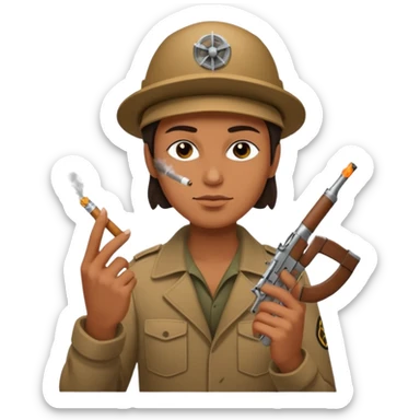 Person wearing a turbine smoking a ciggerate and holding an ak47 sticker