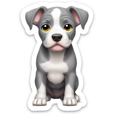 Gray Pitbull puppy standing sticker