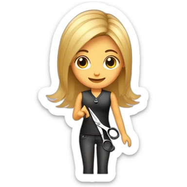 hairdresser with scissors sticker