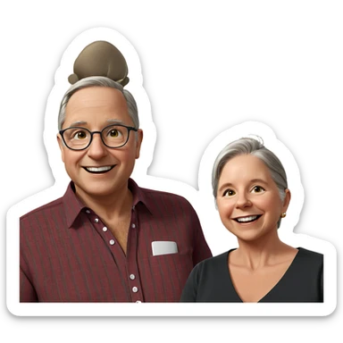 happy old couple with glasses sticker