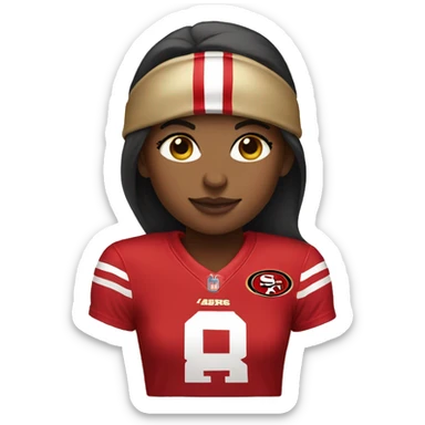 Girl wearing 49ers gear sticker