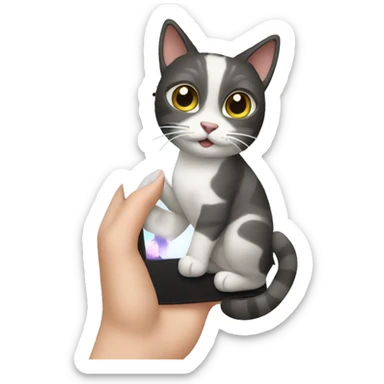 a cat recording video on her cell phone sticker