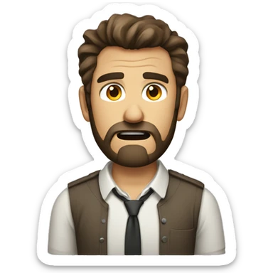 angry man with a beard and short scruffy medium brown hair wearing a buttoned shirt sticker