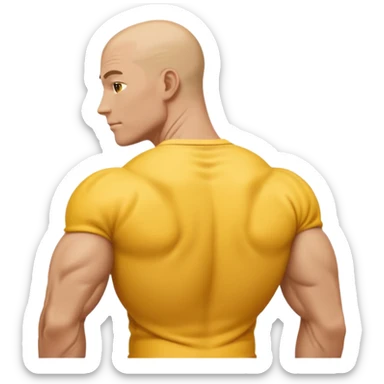Emoji of Shoulders Muscle from side view, the human is yellow like on iphones. He has big shoulders. His skin is completely yellow and has no hair or facial expressions and has no clothing. sticker