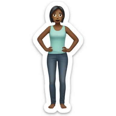  one woman full body standing hiding her arms sticker