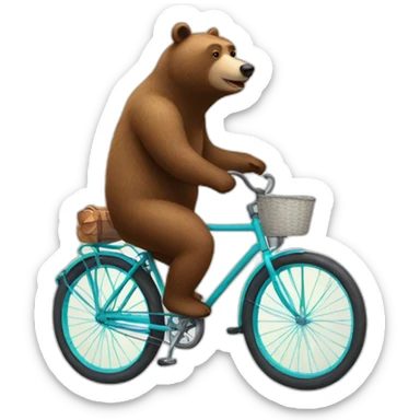 a bear ride a bicycle sticker