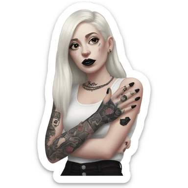Feminine arm, black fingernails and gothic tattoos  sticker