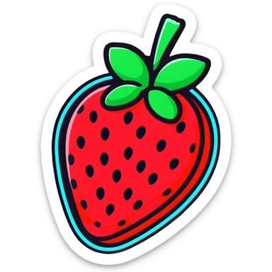 neon sign strawberry glowing effect sticker