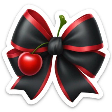 black bow with 2 red cherries sticker