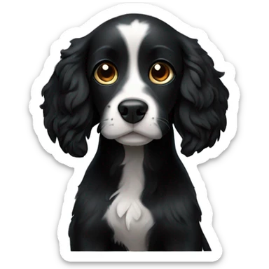 Small black spaniel with white flash on chest sticker