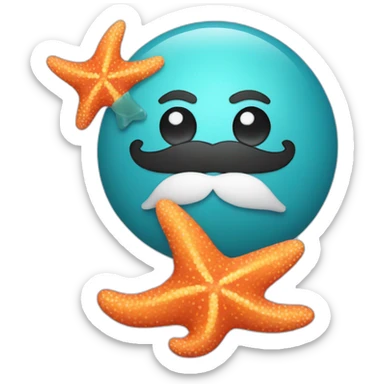 A starfish with a handball mustache. sticker