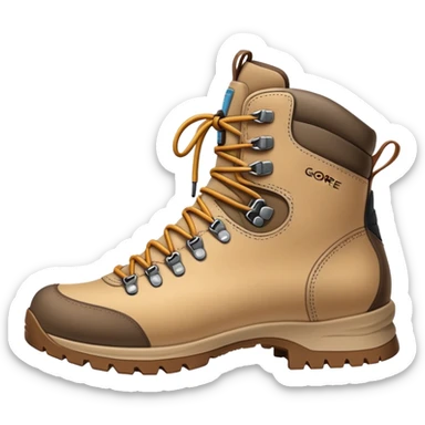 beige hiking boots with Gore-Tex waterproof technology sticker
