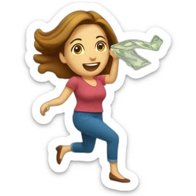 Money being thrown on woman sticker