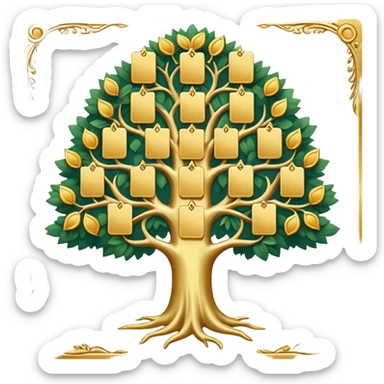family diagram tree with gold cards sticker