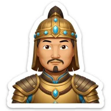 Genghis Khan in armor in 3/4 position sticker