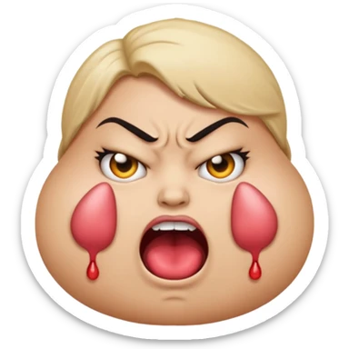angry emoji with huge boobs and nipple piercing emoji sticker