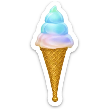opal Crystal ice cream scoop on gold waffle cone sticker