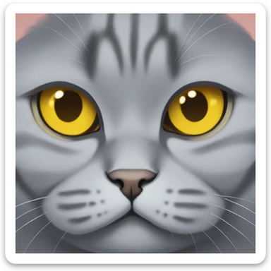 Chubby grey british shorthair cat with yellow eyes  sticker