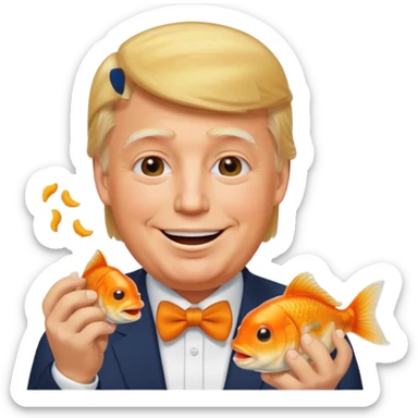 trump eating goldfish crackers sticker