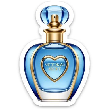 Victoria's Secret Rush perfume bottle, blue and gold, elegant sticker