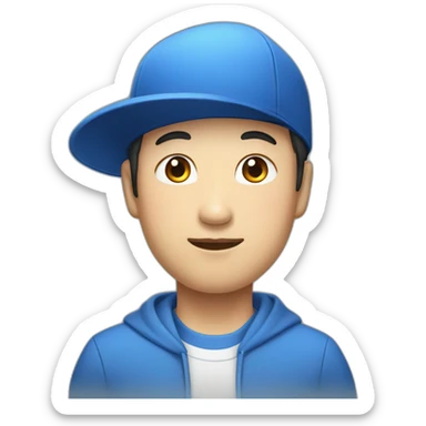 very handsome korean wearing a real blue cap sticker