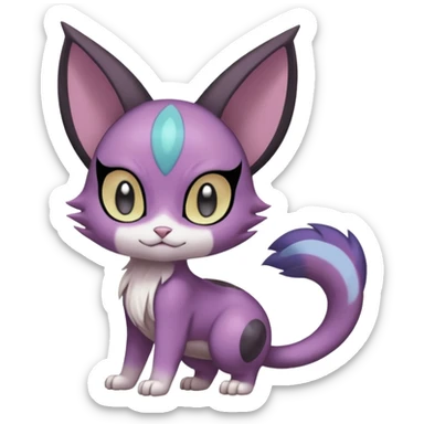Smooth Soft Dark Pastel Meloetta-Purrloin-Gatomon-Trico-Pokémon-Digimon-Fakémon-fusion-hybrid-creature sticker