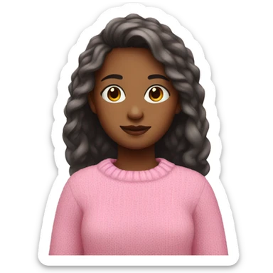 girl with pink sweater  sticker