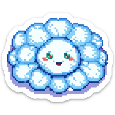a pixel art cloud with a cheerful expression sticker