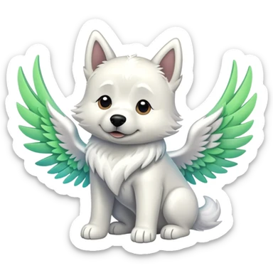 Perro con aurora y alas, solo líneas  sticker