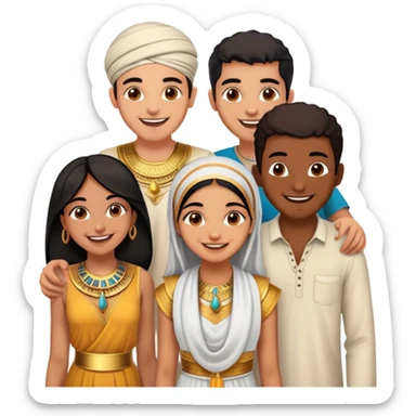5 best friends, 1 Egyptian man, 1 indian girl 1 persian girl 1 moroccan boy 1 black boy sticker