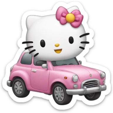 Hello kitty with car sticker