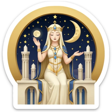 The cream-colored hight Priestess Tarot card sticker