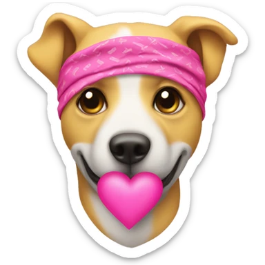 Yellow Circle Emoji with heart eyes and a pink bandanna sticker