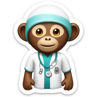 Monkey in a hospital bead sticker