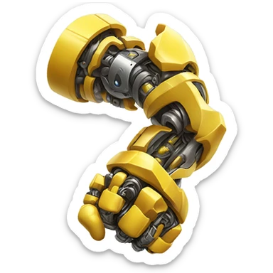 Flexing yellow mechanical cyborg bicep and arm sticker