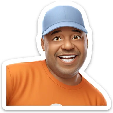 smiling boy in orange shirt sticker