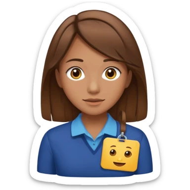 Give Linnea brown hair and a nametag that says Linnea sticker