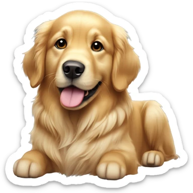 I would like un chien golden retriever assis surles pattes arrières pates avat levées sticker