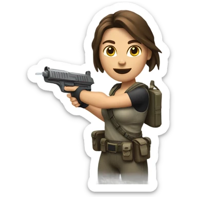 Femme tom raider avec une arme à la main  sticker