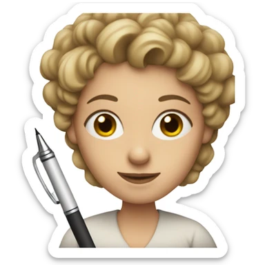 European woman with a pen and paper  sticker