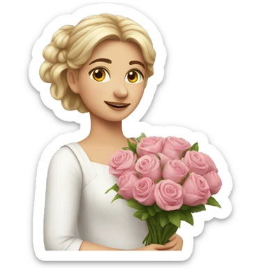 European Girl with bouquet  sticker