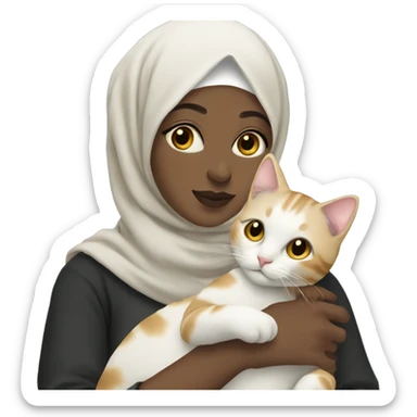 Pale Hijabi holding a cat  sticker