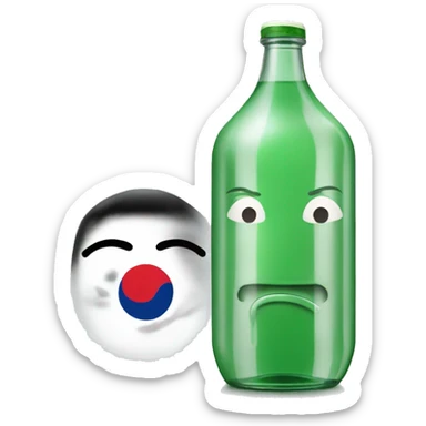 korean soju bottle with anime face sticker
