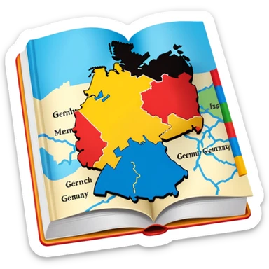 opened school textbook with a fragment of Germany sticker