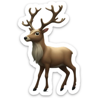 Mystical large deer with big antlers walking through a dark forest sticker